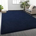 Large Area Rug 5 x 8 ft Non-Slip Memory Foam Rug - Soft Navy Blue