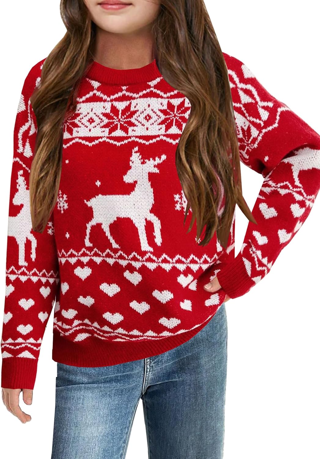 Girl's Cable Knit Sweater with Long Sleeves for Casual Wear