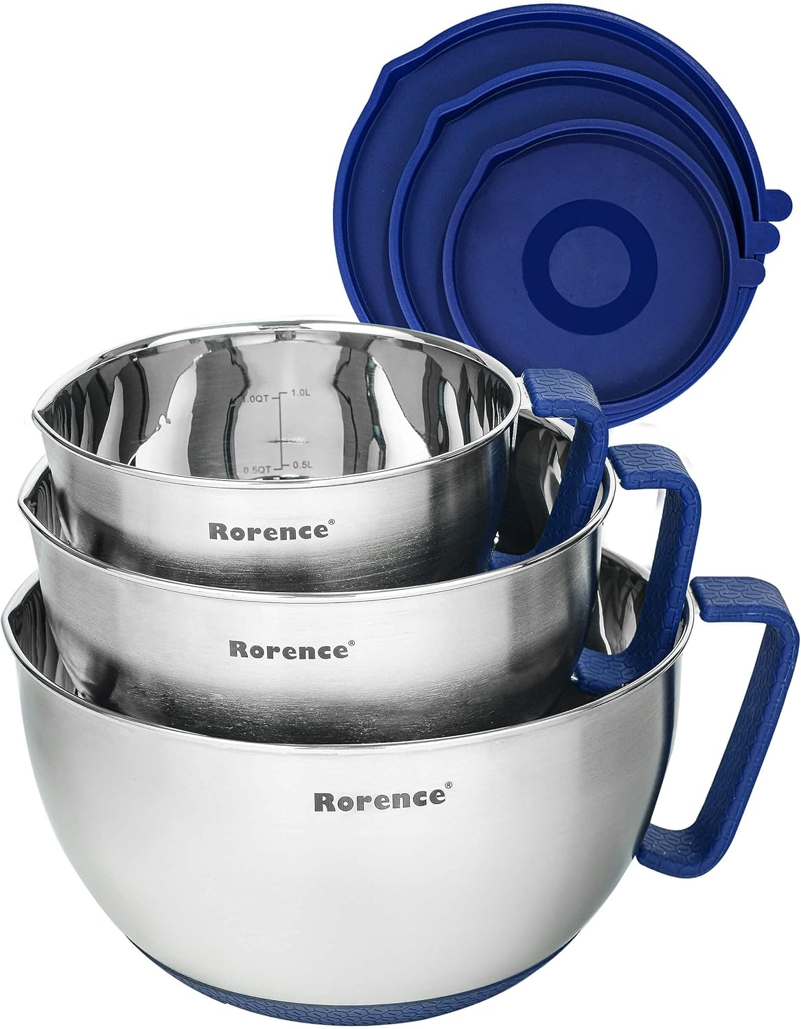 Rorence Mixing Bowls Set: Durable Stainless Steel Bowls with Lids