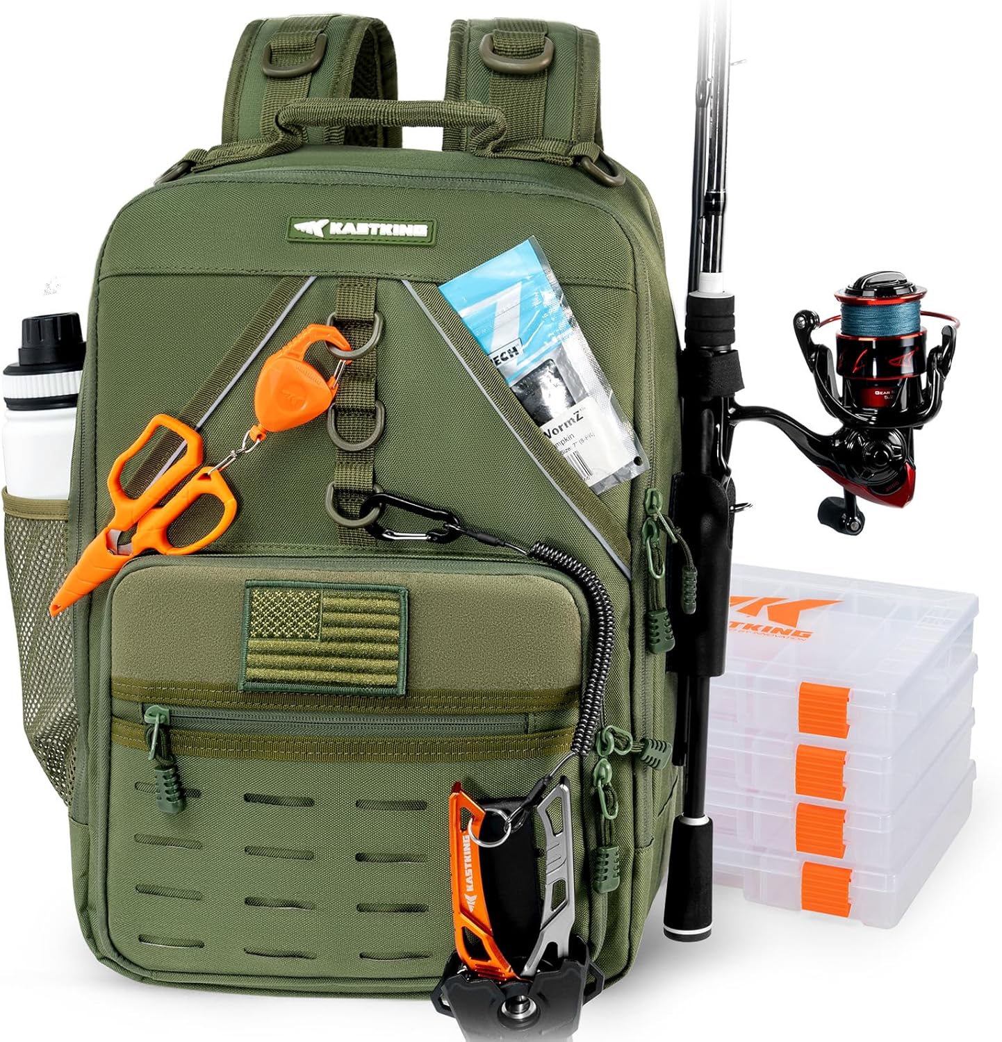 KastKing KarryAll Fishing Tackle Backpack with Rod Holder