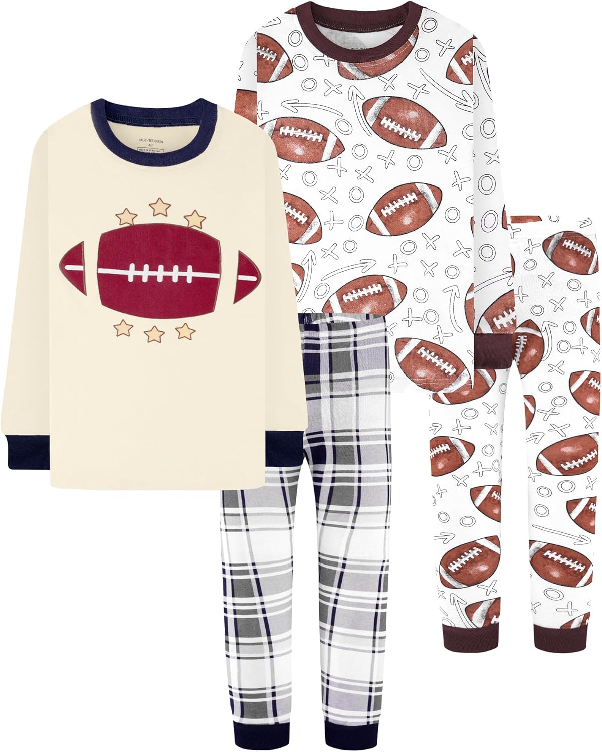Boys 100% Cotton Long Sleeve Pajamas for Ages 18 Months to 12 Years