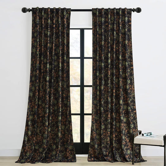 StangH Back Tab Floral Velvet Curtains for Elegant Home Decor