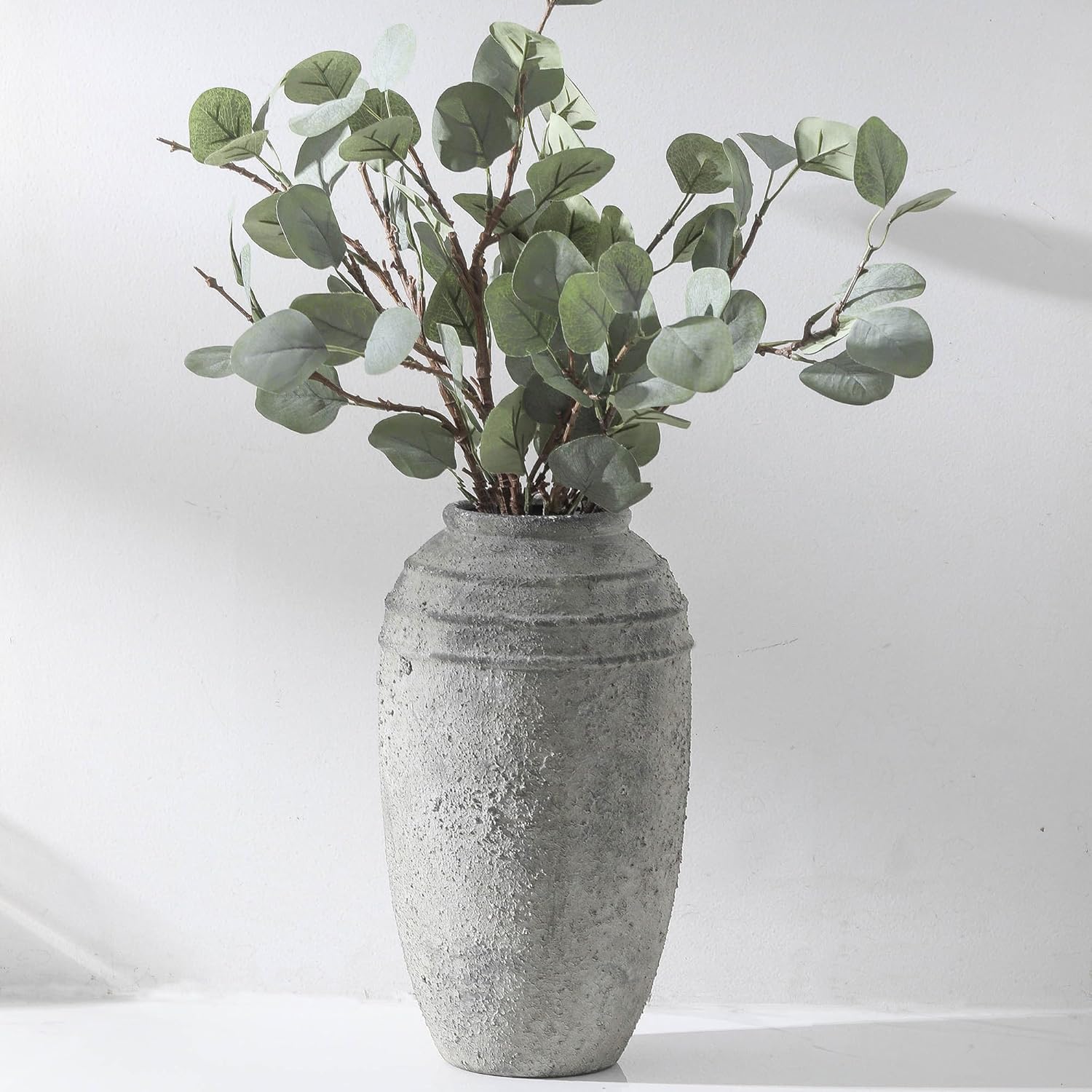Large Ceramic Rustic Vase for Vintage Farmhouse Home Decor