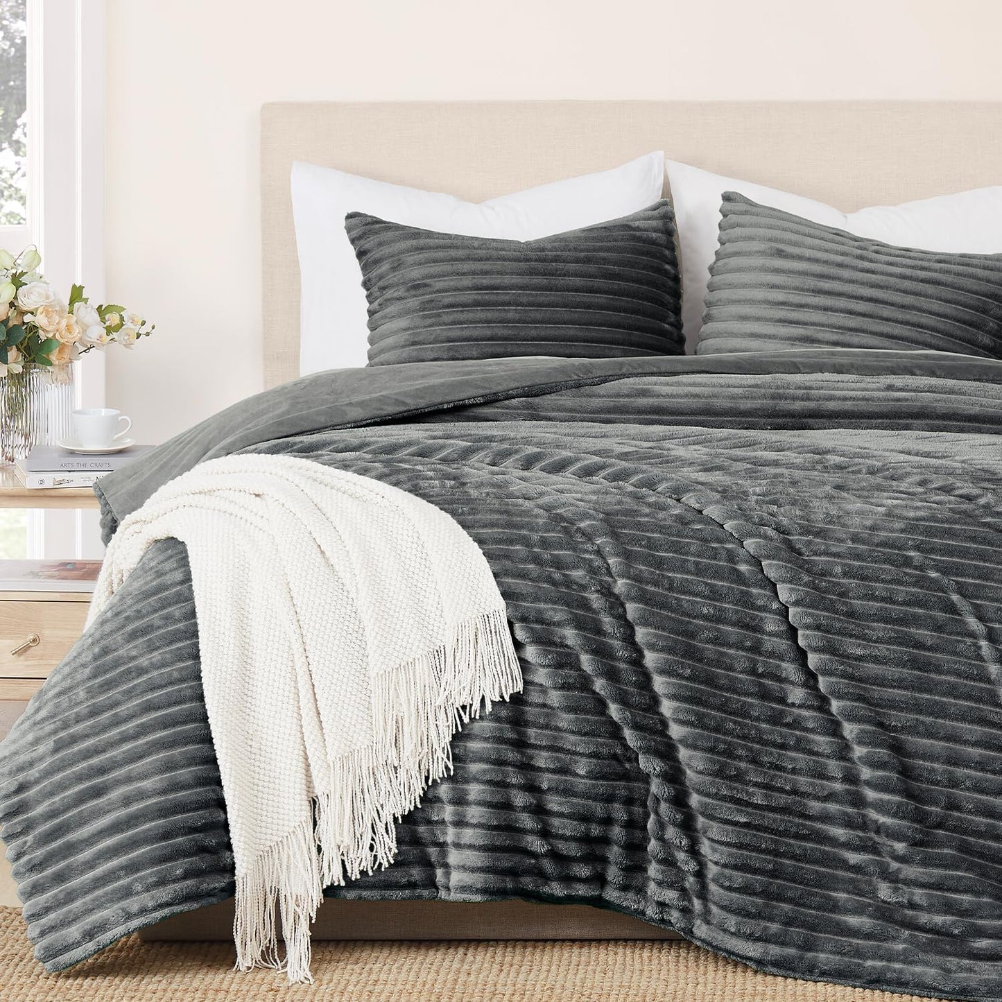 Geniospin Fleece Twin Comforter Set for Cozy All Season Comfort