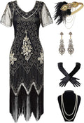 1920s Flapper Dress for Women - Art Deco Sequin Fringe Midi