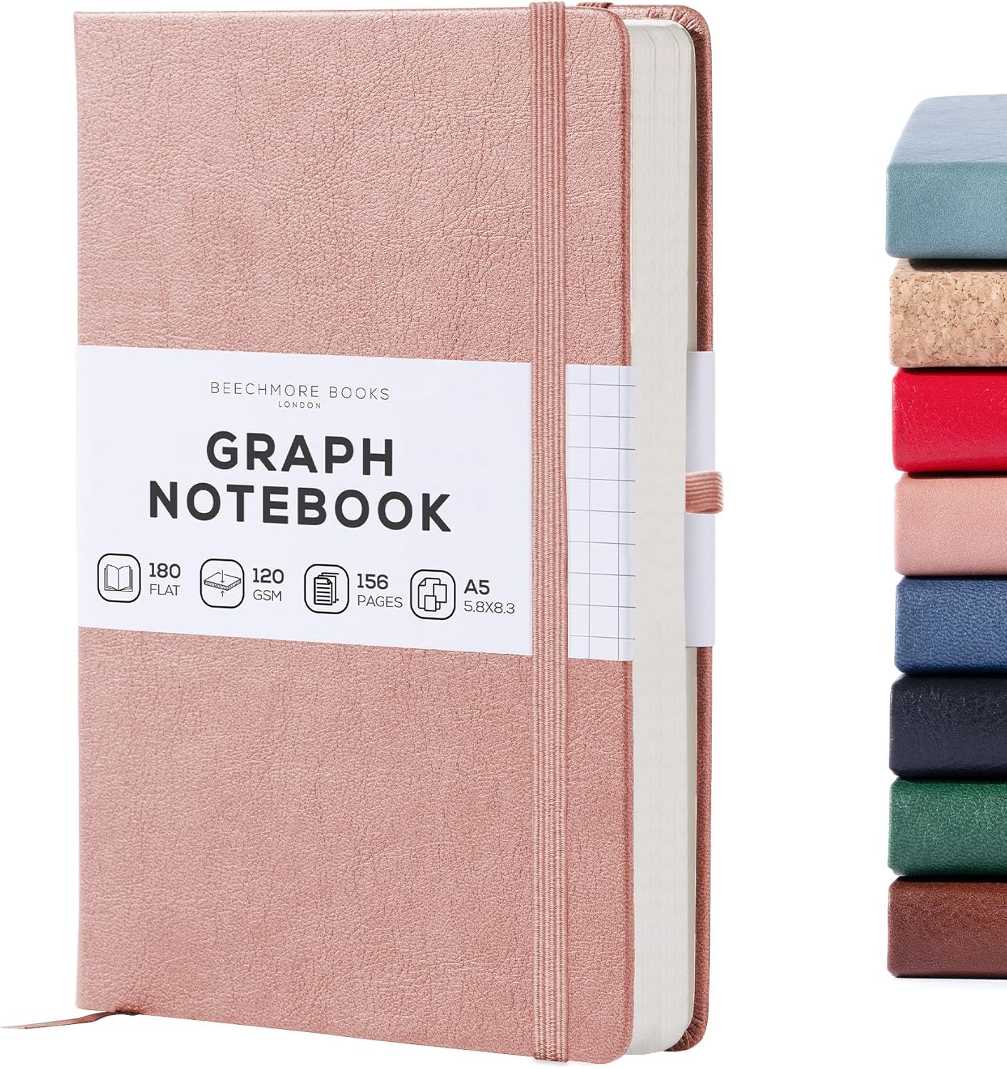 BEECHMORE Premium Pink Graph Paper Notebook