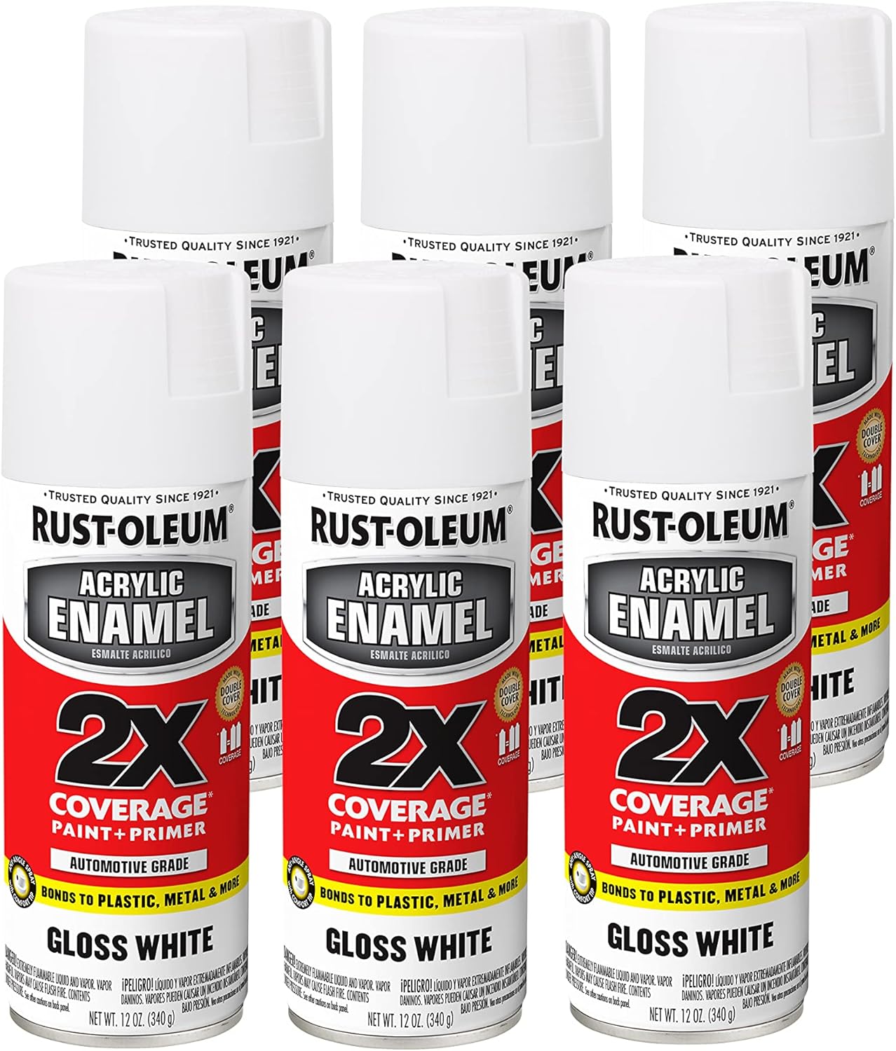 Rust-Oleum Acrylic Enamel 2X Spray Paint Gloss White 6 Pack