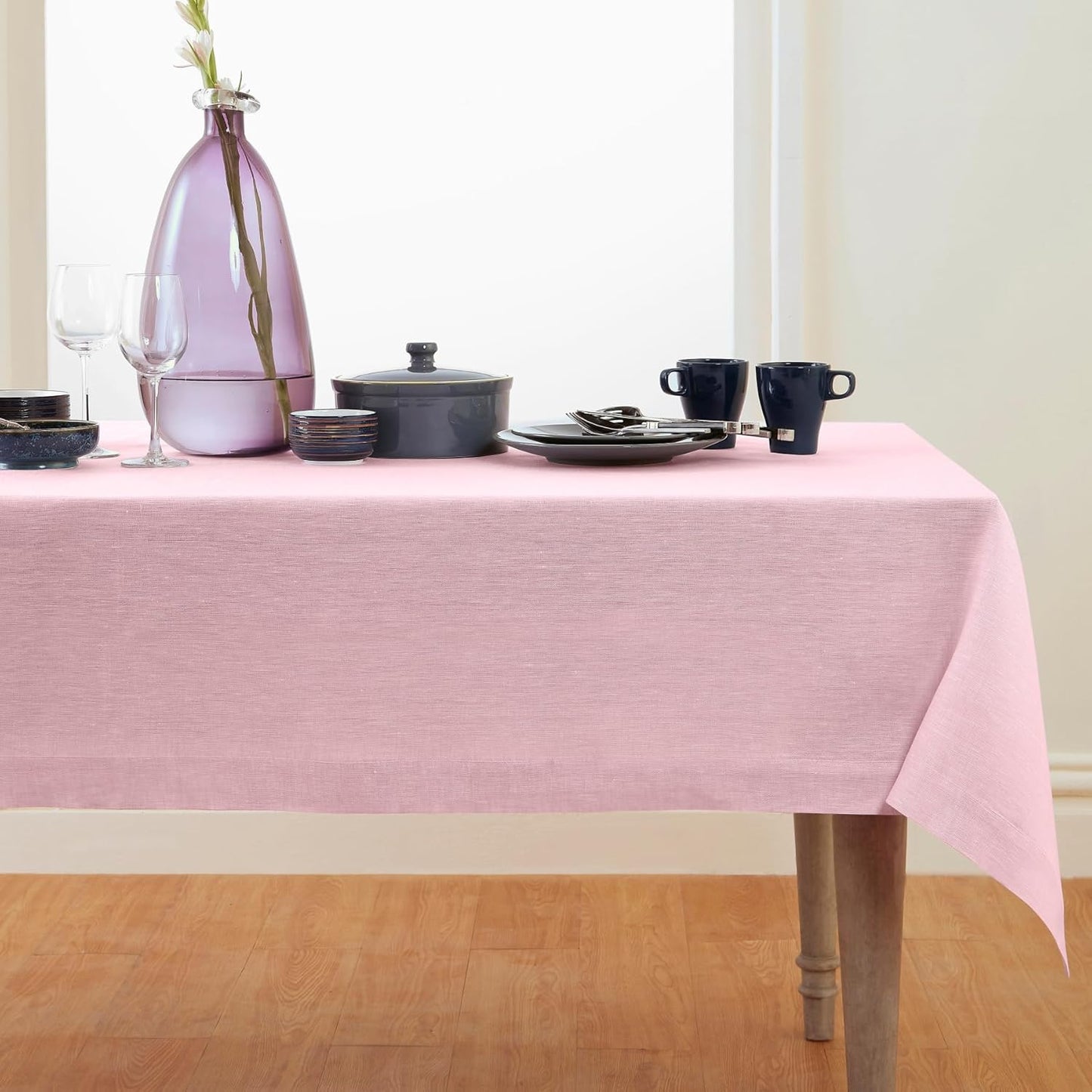 60 x 108 Inch Bubblegum Pink Linen Tablecloth for Halloween