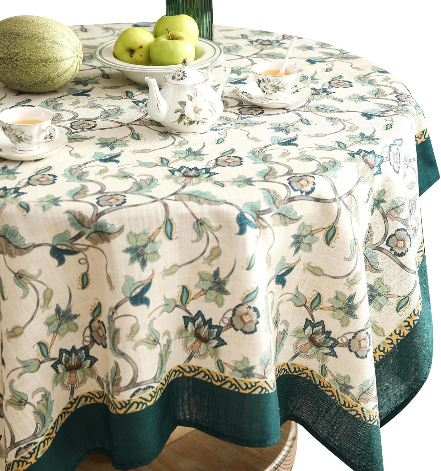 Designer Linen Table Cloth for Round Table - 67in Diameter