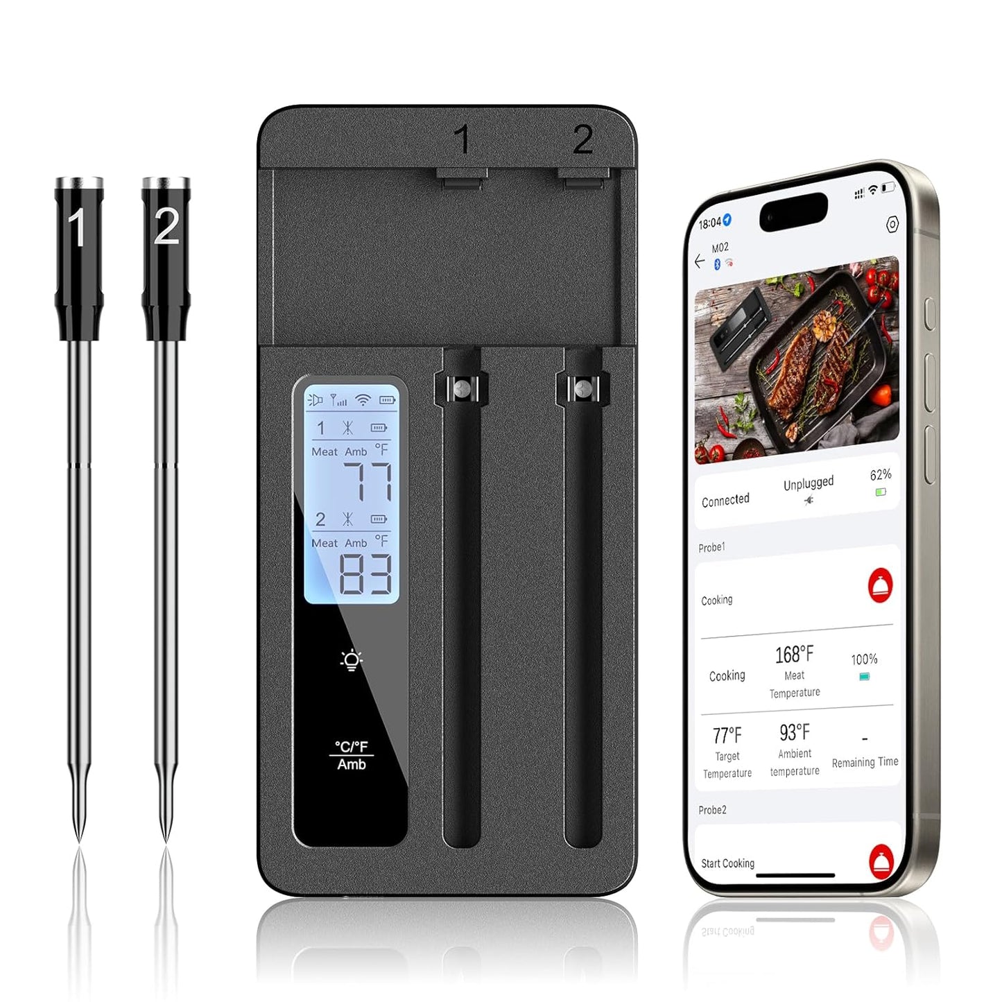 Smart Wireless Meat Thermometer with Dual Probes for Perfect Cooking