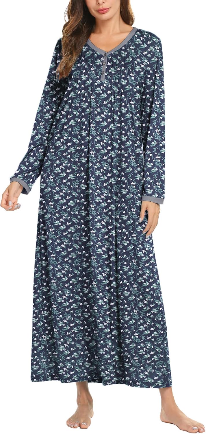 Ekouaer Women's Long Sleeve Nightgown for Comfort and Style
