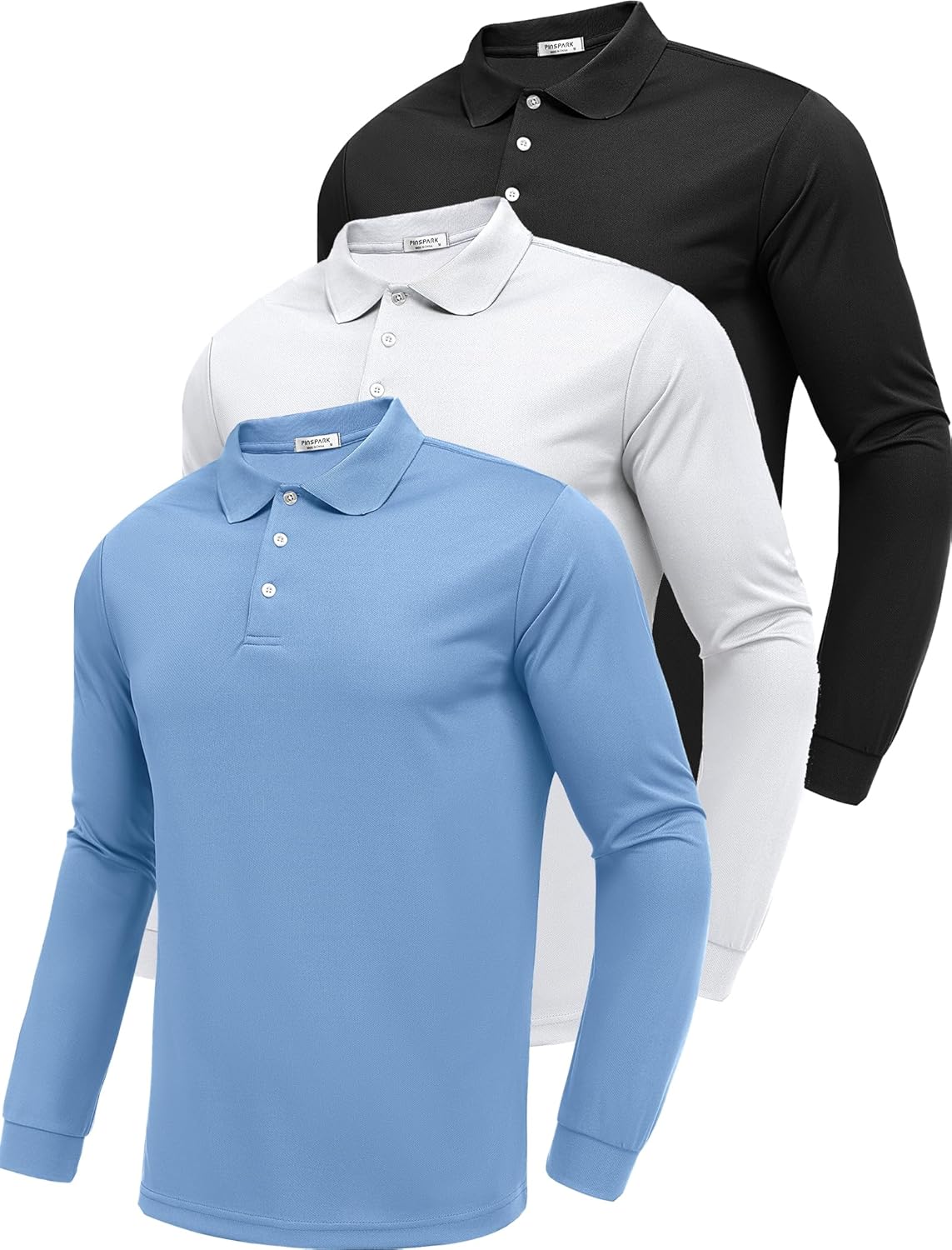 PINSPARK Long Sleeve Polo Shirts for Men - Quick Dry & Breathable