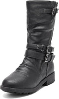 Girls Buckle Zipper Knee High Winter Boots - Soft Faux Fur Comfort