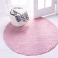 Trellis Frieze Geometric Area Rug 6ft Round - Light Pink/ Ivory
