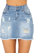 luvamia Women's Casual Mid Waisted Washed Frayed Denim Jean Short