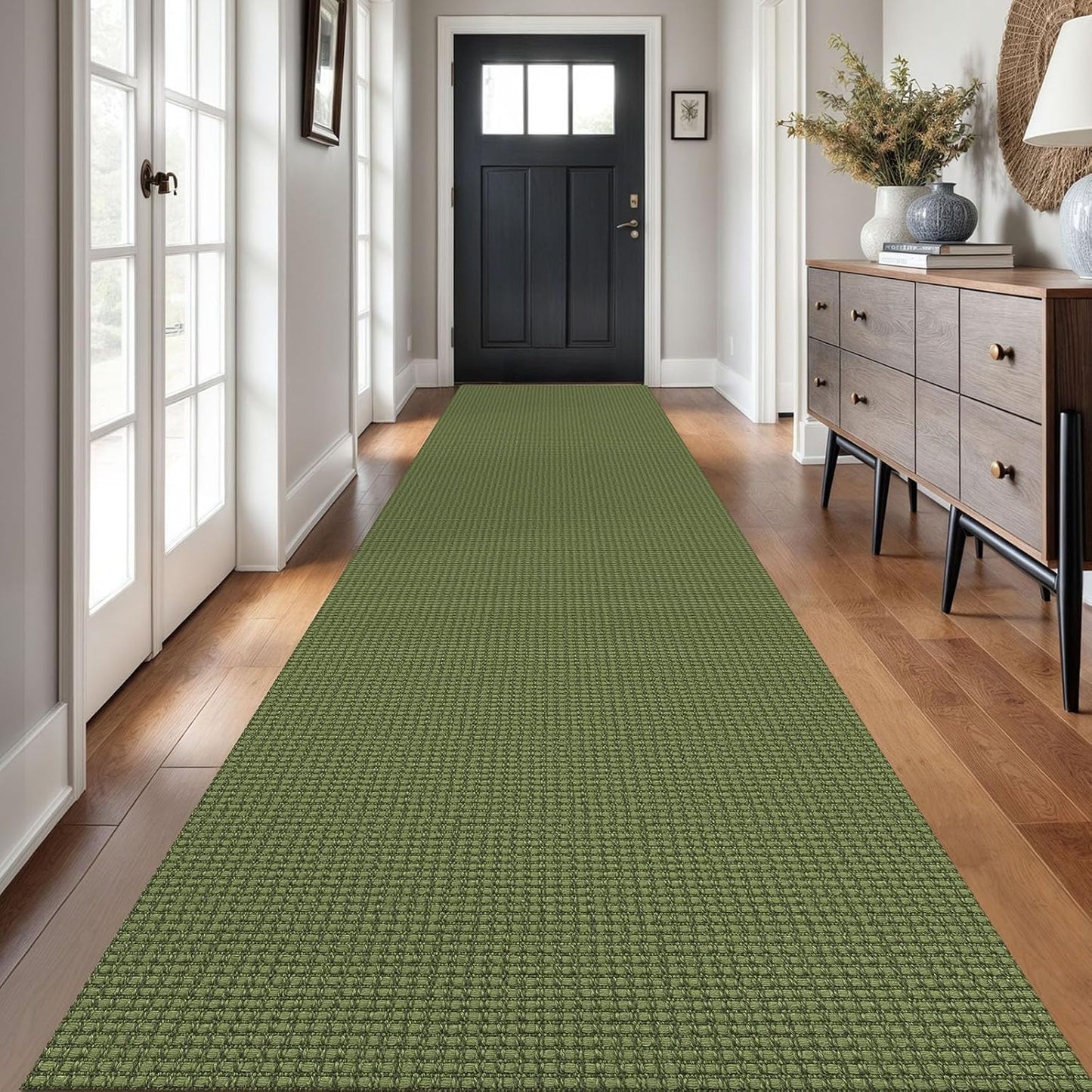 Braided Runner Rug 3x16 Ft Washable Non Slip Rubber Backed