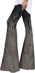 Sequin Pants Wide Leg Flare Trousers - Sparkly Night Out EVALESS