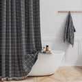 Extra Long Shower Curtain 72x84 in - Boho Tassel Linen Look