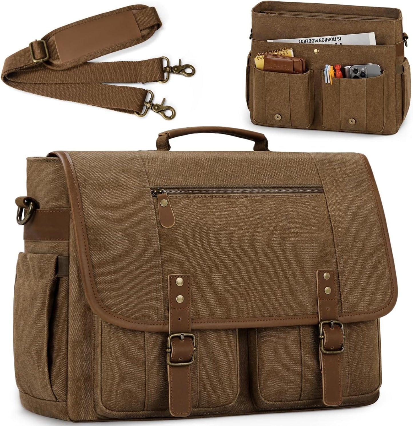 RAINSMORE Mens Messenger Bag for 17 Inch Laptops and More