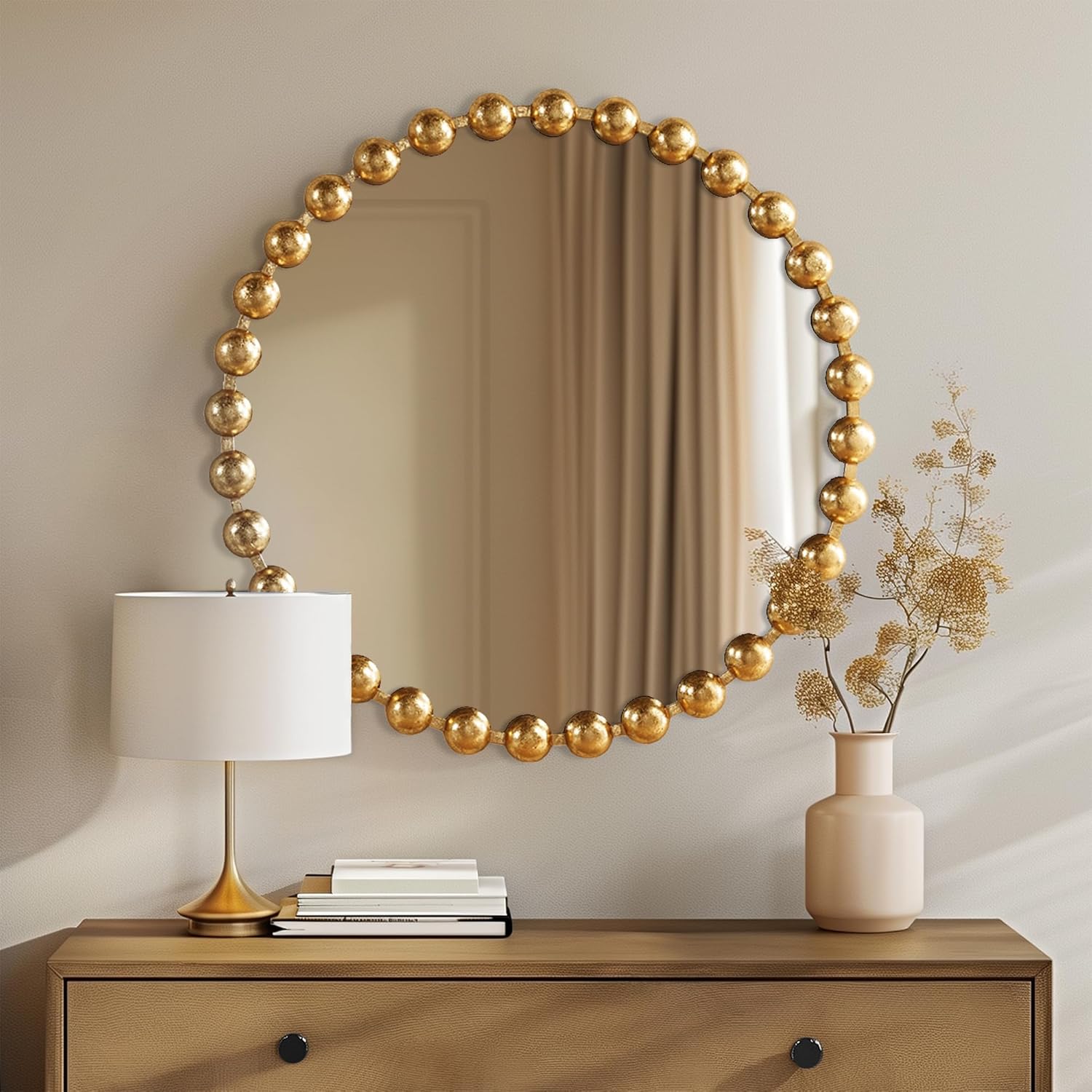 Madison Park Round Mirror - 27 inch Metal Frame Wall Decor