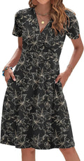 Summer Floral V Neck Dress for Women Short Sleeves 2025 Collection