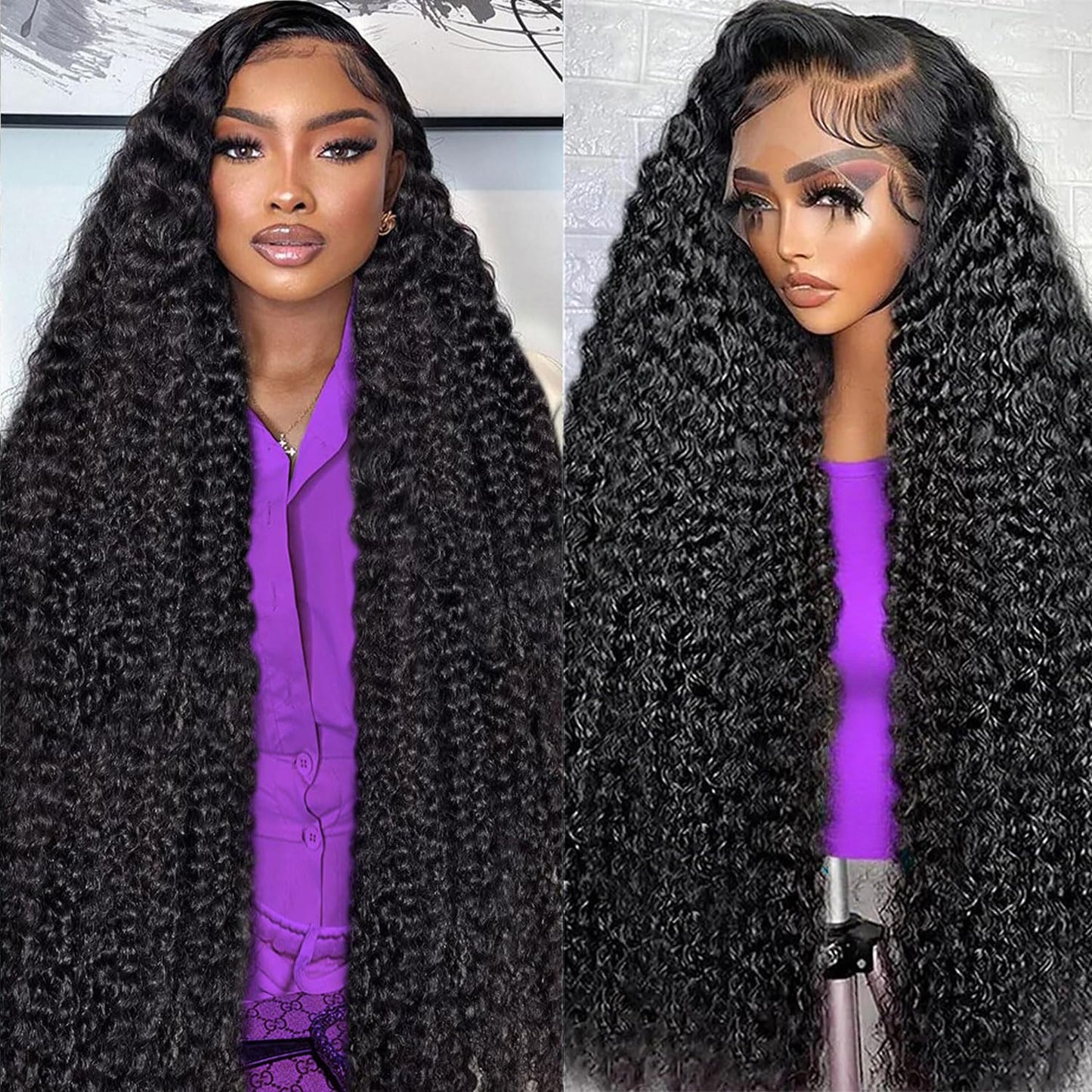 Dianthe 34 Inch Deep Wave Lace Front Wigs for Black Women
