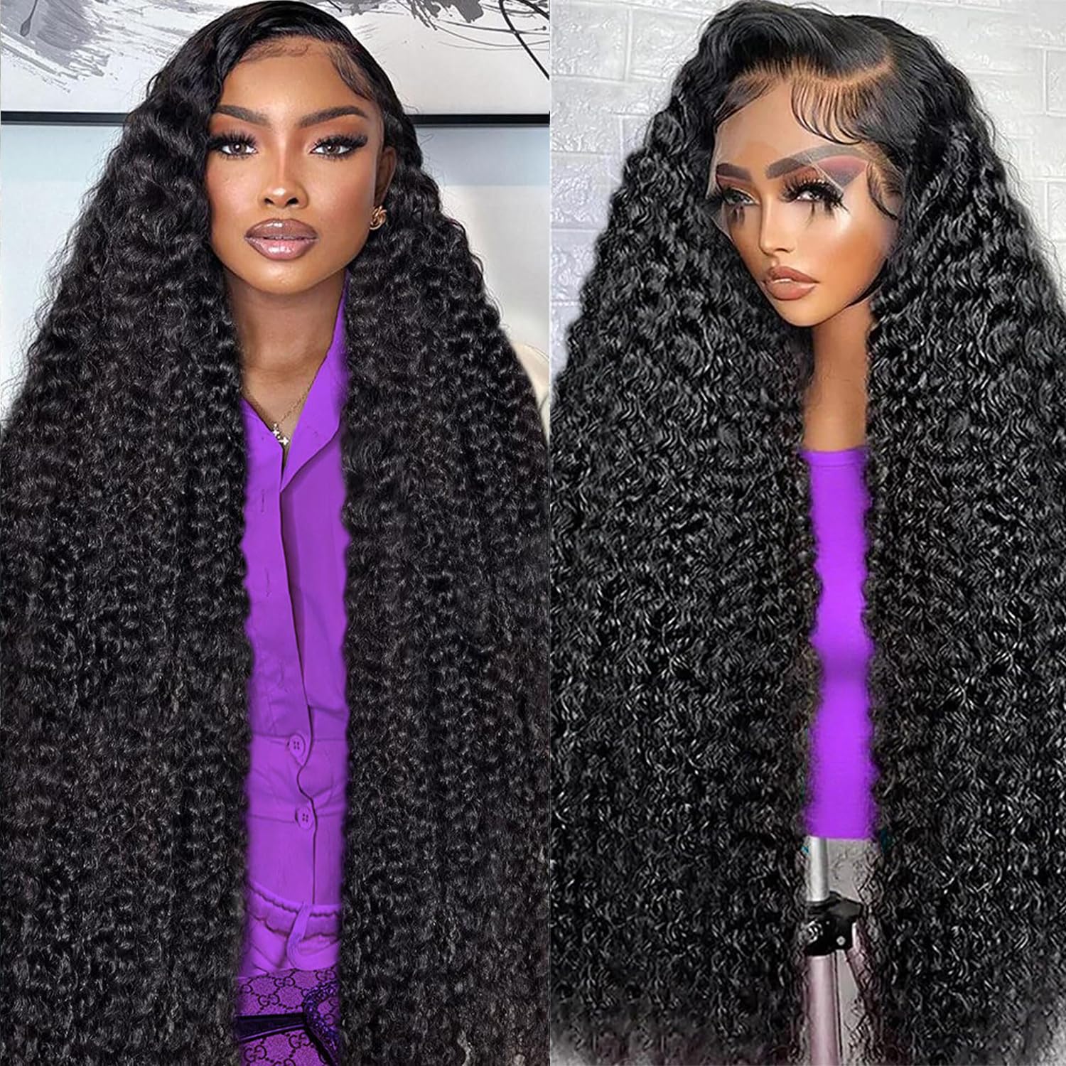 Dianthe 34 Inch Deep Wave Lace Front Wigs for Black Women