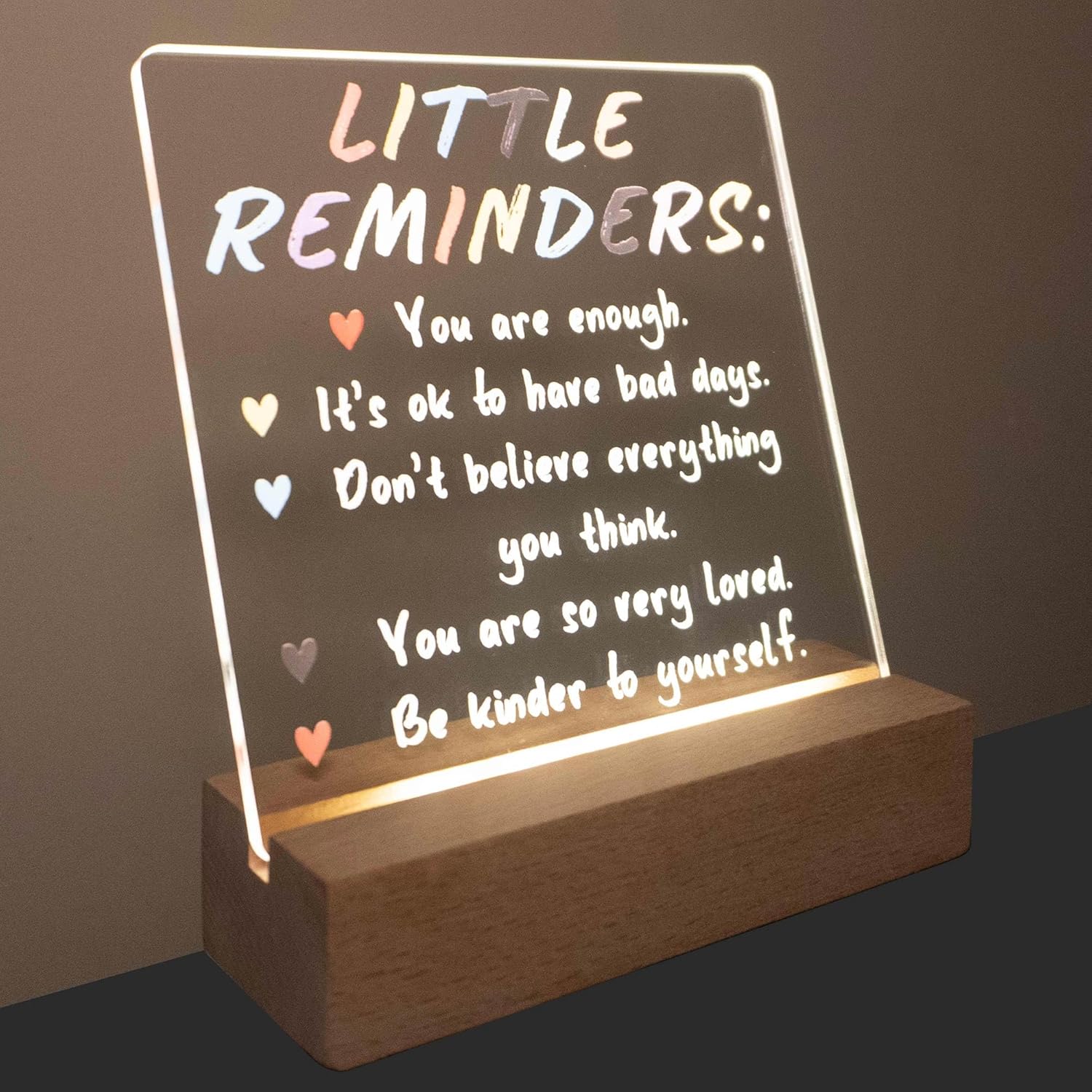 Motivational Acrylic Desk Sign with Light Stand - You are enough!