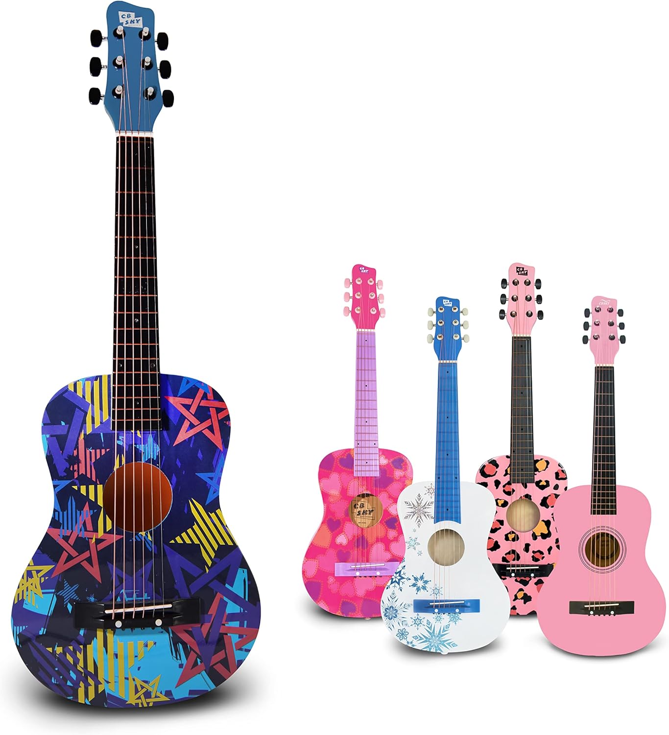 30 Star Design Acoustic Guitar - Perfect Gift for Kids! (Blue)