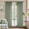 Sage Green Linen Curtains Pinch Pleated 84 in - Light Filtering