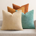 MIULEE Pack of 4 20x20 in Orange Teal Chenille Pillow Covers - Soft