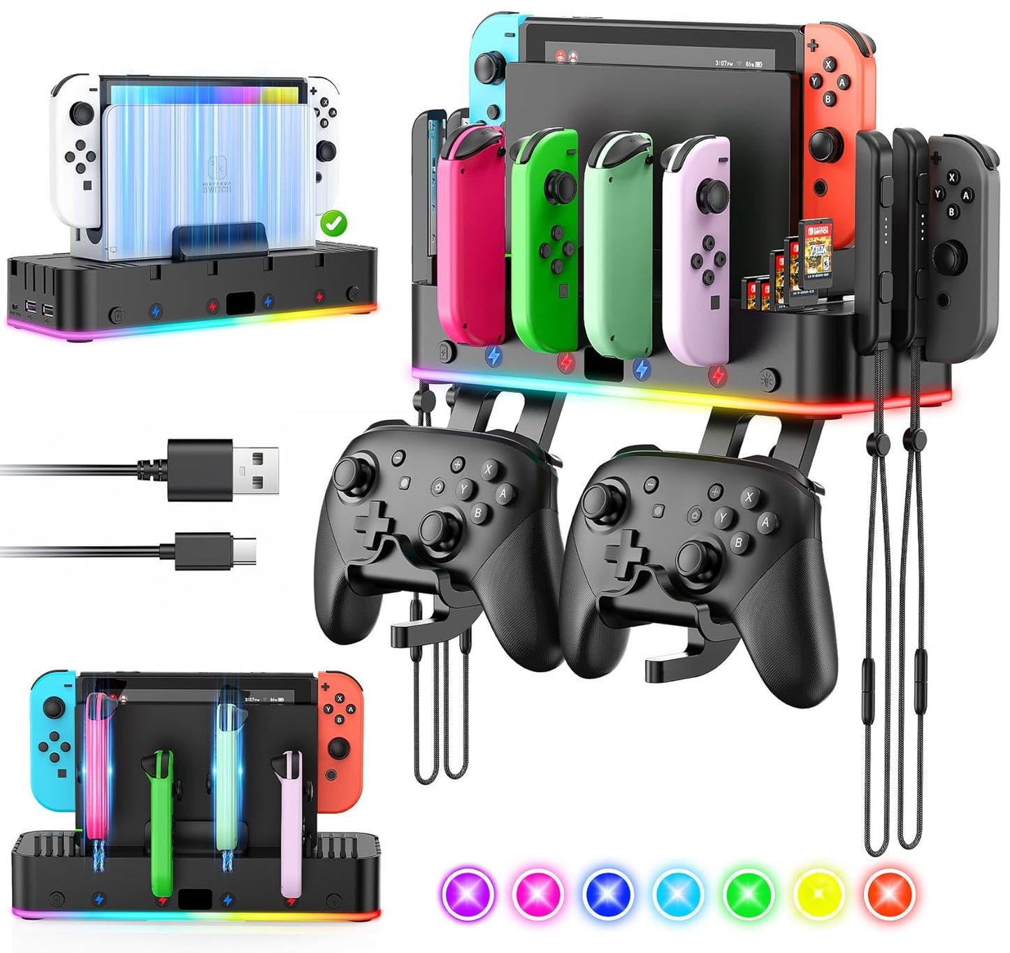 RGB Wall Mount for Nintendo Switch by Klipdasse 15 Modes