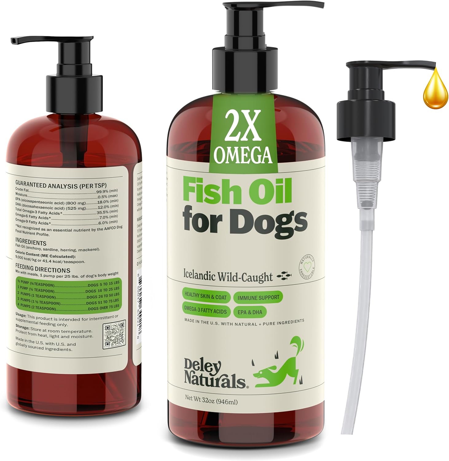 Deley Naturals Dog Fish Oil for Itching Skin Relief & Health