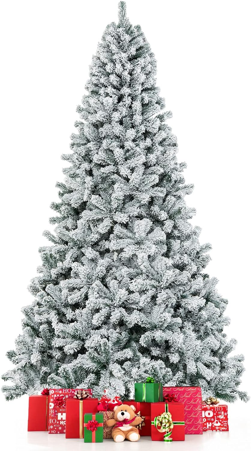 9 Ft Snow Flocked Christmas Tree for Elegant Holiday Decor