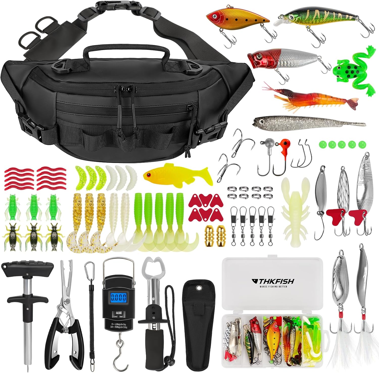 85Pc Fishing Tool Kit w/ Tackle Sling Bag - THKFISH