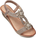 SHIBEVER Womens Wedge Sandals Flower Low Heel - Comfortable Summer