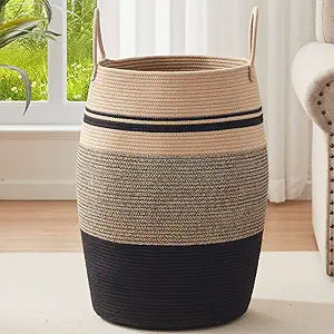OIAHOMY Large Woven Rope Laundry Hamper for Stylish Storage