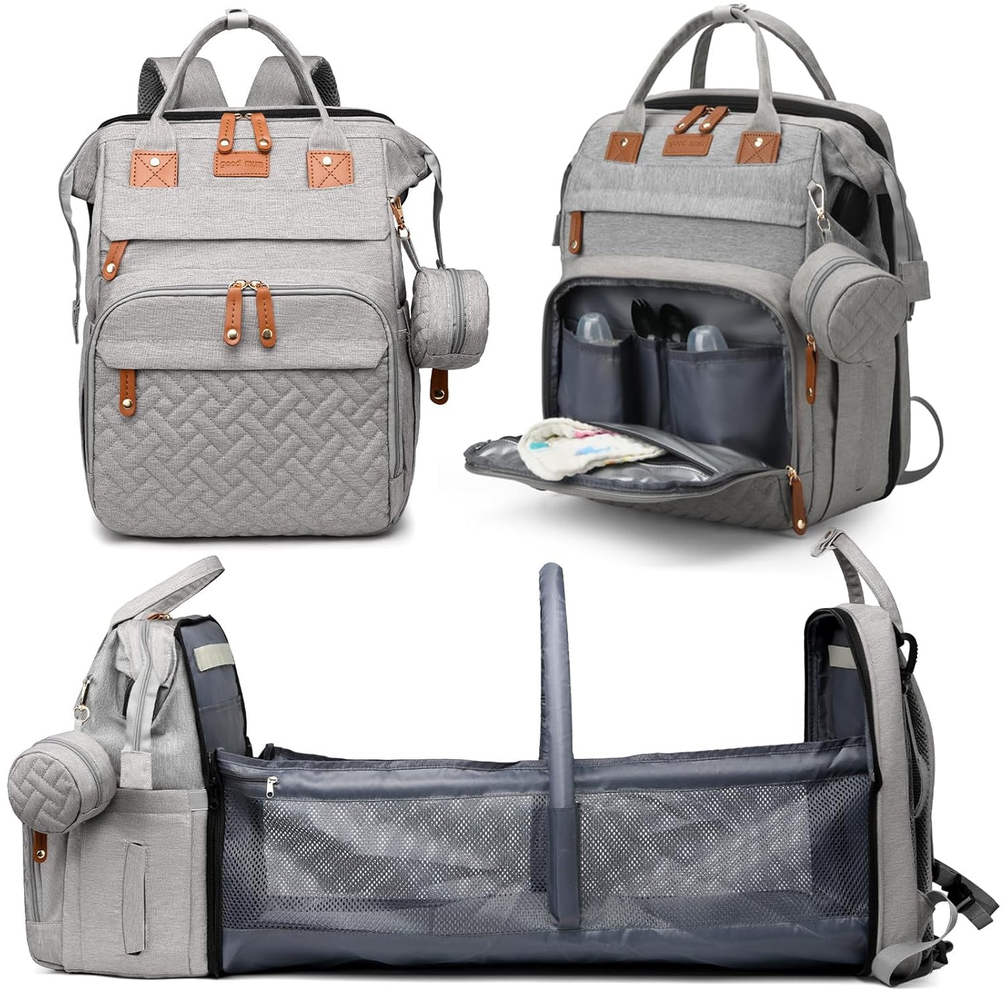 Versatile Diaper Bag Backpack with Changing Station for Parents