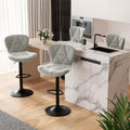 Modern Bar Stools Set of 4 Adjustable Faux Leather Swivel Counter