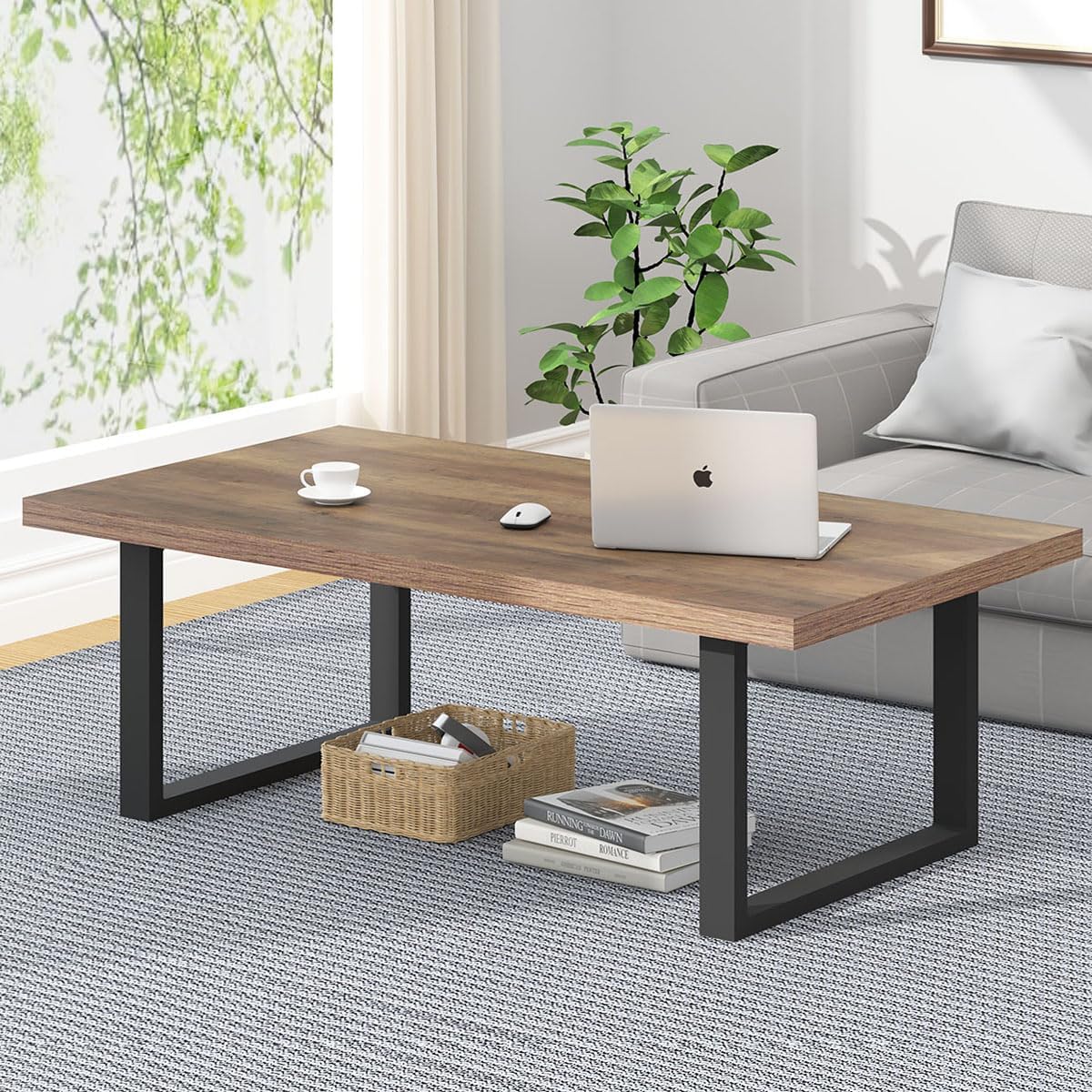 Rustic Oak Wood Coffee Table by IBF