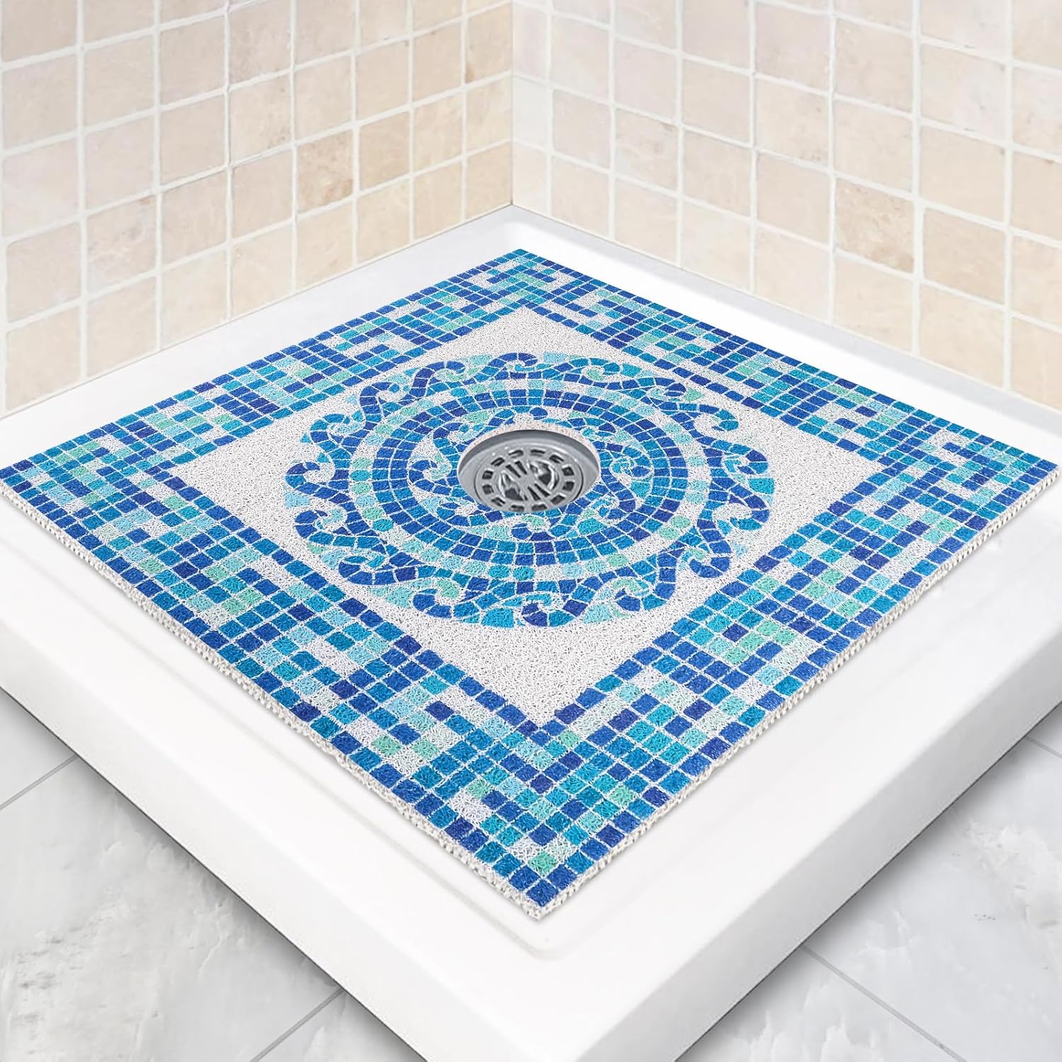 Square Shower Mat Non Slip: 36 x 36 Inch Extra Large Design