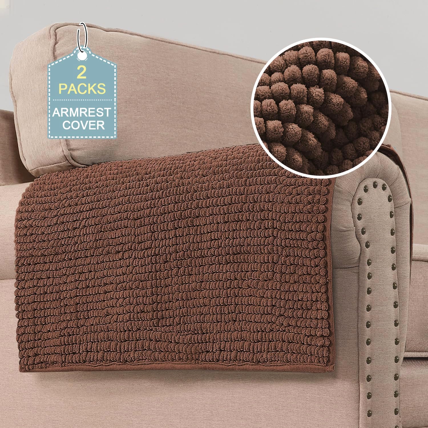 H.VERSAILTEX Plush Chenille Couch Armrest Cover for Pets