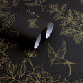 Black and Gold Floral Peel and Stick Wallpaper - Vintage Boho Accent