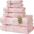 Marvione Bath Towels Set 6 Piece - Soft, Highly Absorbent Pink