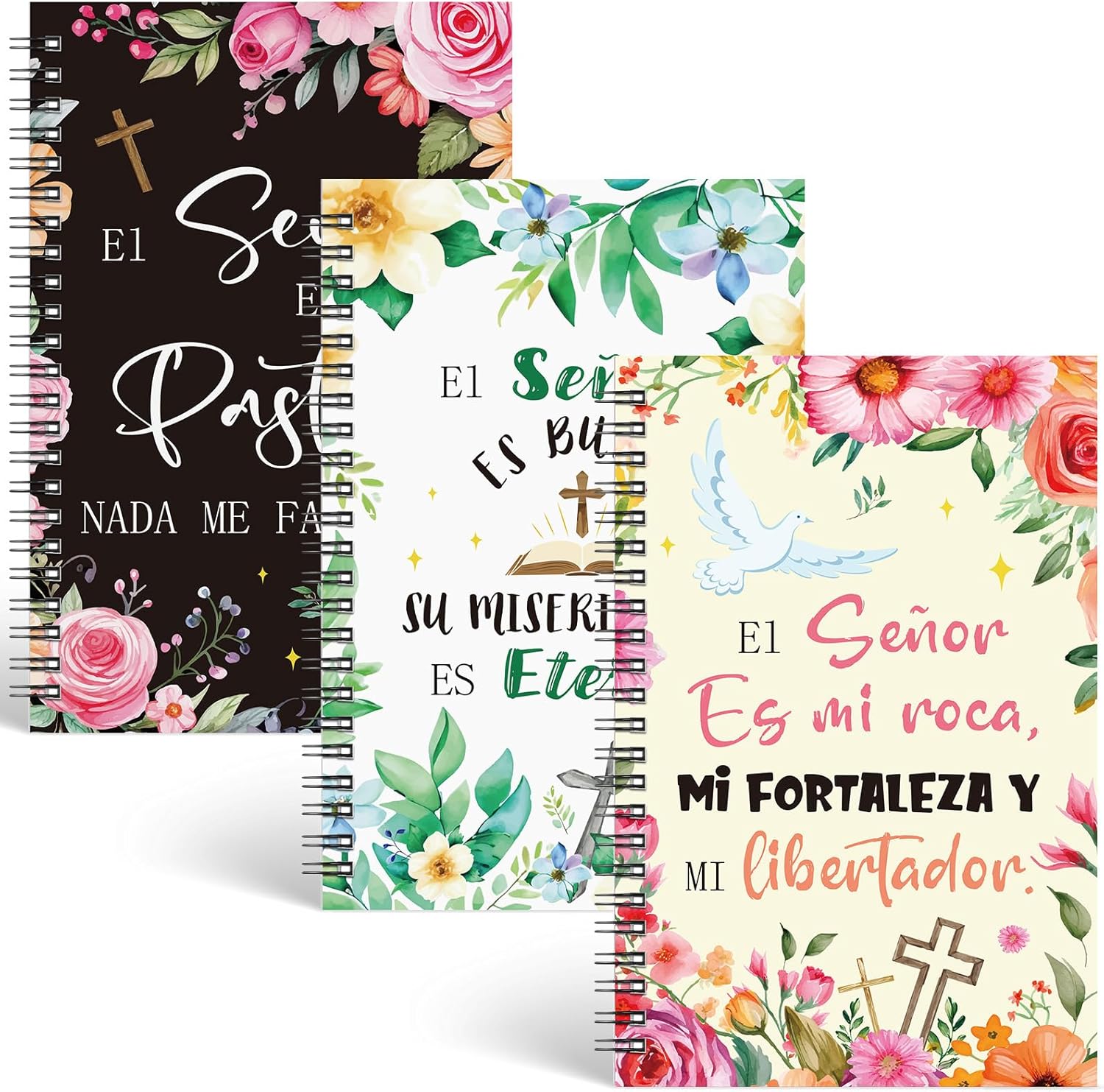Christian Floral Notebooks 3 Pack | Inspirational Bible Verse Journal Set | Resurhang