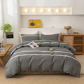 ECOCOTT Grey Striped Duvet Cover Oversized King Size - Ultra Soft