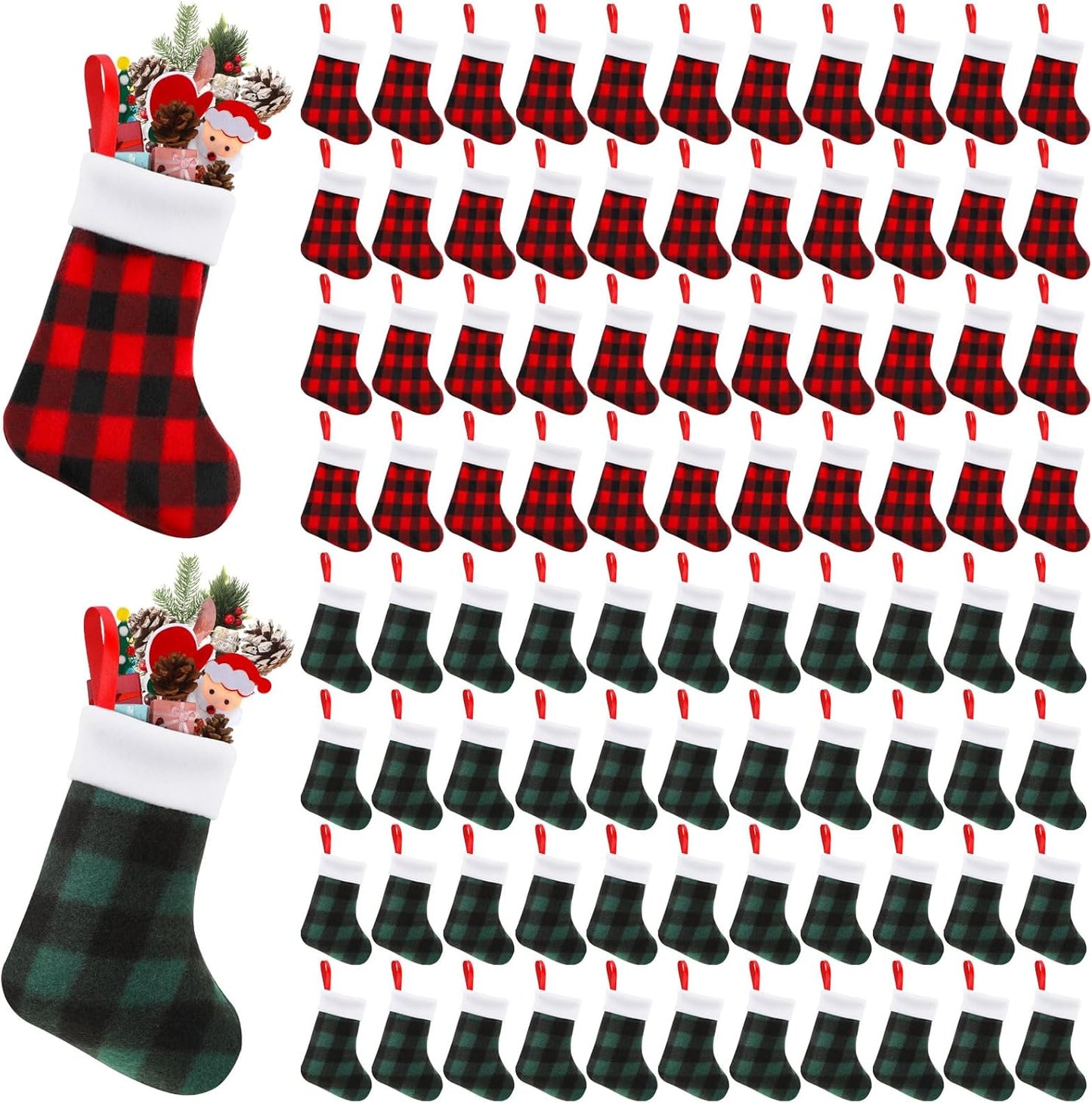 Plush Cuff Christmas Mini Stockings for Festive Decor