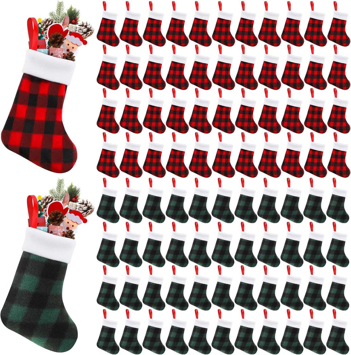 Plush Cuff Christmas Mini Stockings for Festive Decor