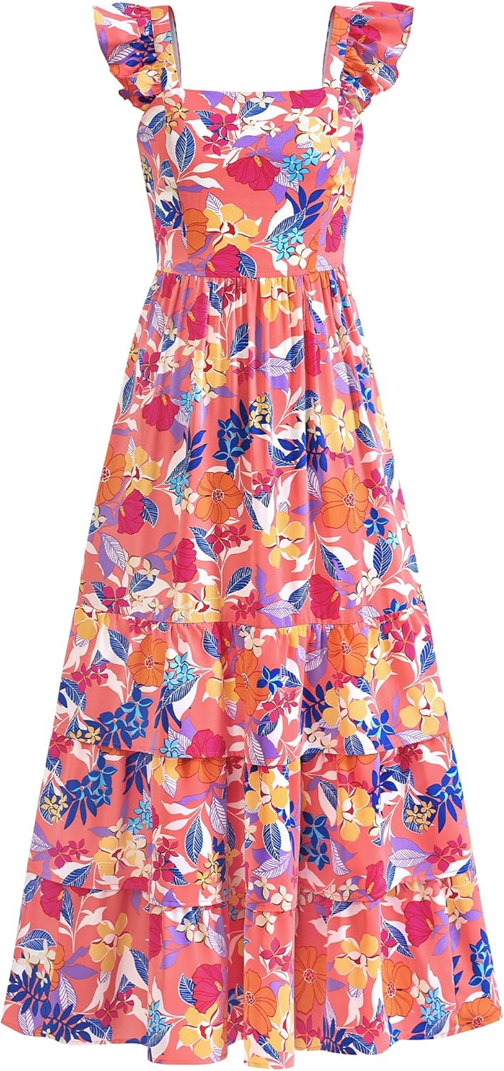 Dowerme Summer Dresses for Women 2025 Casual Ruffle Maxi Dress