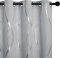 Blackout Curtains 84 in Long Silver Grey Wave Lines - Light Blocking